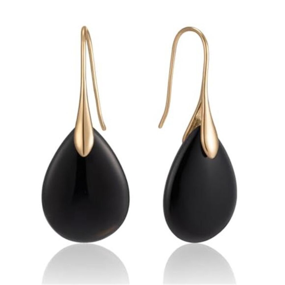 Grey Agate Teardrop Dangle Earrings Fishhook Drop Statement Jewelry 18in